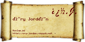 Őry Jordán névjegykártya